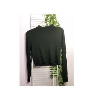 Black Mock Turtleneck Long Sleeved Crop Top